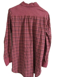 Long Sleeve Cotton nightgown Sleep Shirt Size M Pink plaid FLEURISH~ EUC cute - Picture 1 of 7