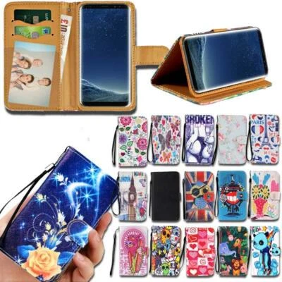 Funda tipo billetera inteligente de cuero abatible con soporte para Samsung Galaxy S S2 S3 S4 S5