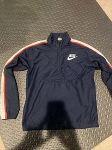 (Rare ) Vintage NIKE Size M -Navy Blue Red White Color Quarter Zip Wind Breaker! - Picture 1 of 9