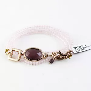 Vanto Jewelry 925 Rose Silver, Pink Cat's Eye & Rose Quartz Bracelet - Picture 1 of 2