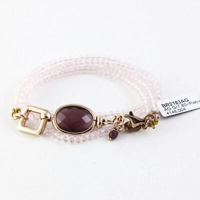 Bracciale Vanto Gioielli in argento 925 rosé, occhio di gatto rosa e quarzo rosa - Immagine 1 di 2