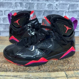Nike Air Jordan 7 Retro Black Patent Gloss Crimson 313358-006 Womens Size 10.5 - Picture 1 of 11