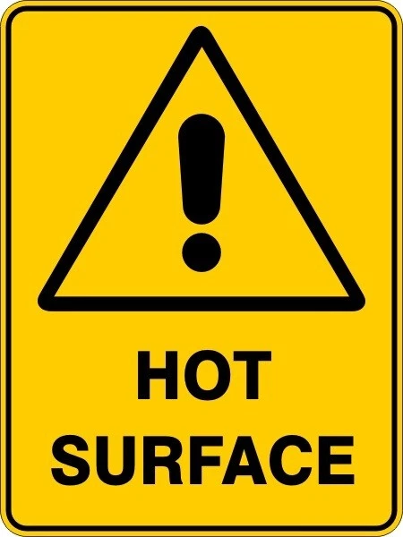 WARNING HOT SURFACE - SELF ADHESIVE STICKER / DECAL / SIGN | HEALTH & SAFETY - image 1 of 1