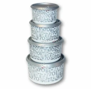 Juego de 4 botes cortos Tupperware One-Touch (A B C D) 70 años plateado y blanco - Imagen 1 de 2