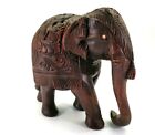 Vintage Hand Carved Wooden Elephant Figure Statue Home Decoration India Art 8 In