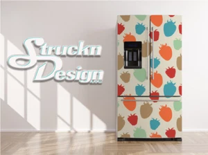 Modern Strawberry Pattern Abstract Fridge Freezer Wrap Side Door Vinyl Decal - Picture 1 of 1