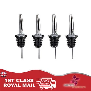 4 x Stainless Steel Wine Pourers Bottle Stoppers Spouts - Liquor, Bar, Oil Flow - Picture 1 of 7