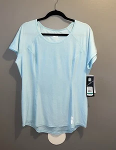 HEAD Studio Marled Short Sleeve Top Womens XL Dri-Motion Activewear Slim Aqua - Picture 1 of 16