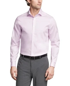 Calvin Klein Steel Modern Pin Cord Dress Shirt Men's XL 34/35 17.5 Pink Lavender - Picture 1 of 15