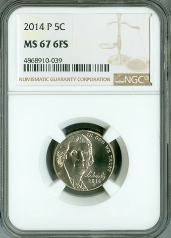 2014 P Jefferson Nickel NGC MS67 6FS - ECC Cover