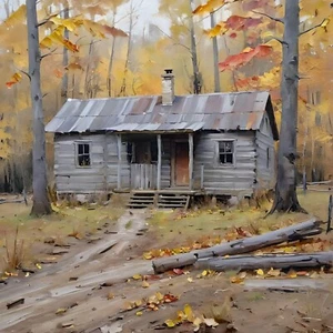 aceo art card Closed Cabin the People are out Hunting for the Day - Bild 1 von 1