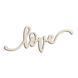 Love #3 Word Text Laser Cut Out Unfinished Wood Shape Craft Supply - Picture 1 of 6