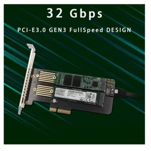 M.2 NGFF to Computer SATA Dual SSD PCI PCIe x4 x8 x16 NVMe Express Adapter Card - Zdjęcie 1 z 12