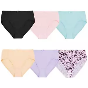 Slip biancheria intima da donna taglie forti 100% cotone vita alta - 6PK - Foto 1 di 7