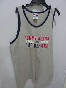 Vintage Y2K Tommy Jeans Tank Top Spellout Size M GREY  Made in USA - Picture 1 of 6