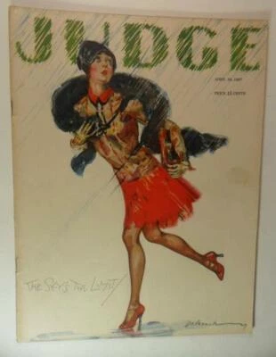 JUDGE MAGAZINE APRIL 30 1927 FLAPPER RAIN COVER CALVIN COOLIDGE - Image 1 of 4