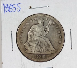 1865-S Seated Liberty Half Dollar : Very Good + VG+ - Picture 1 of 2