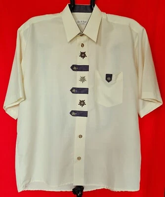 CAMICIA DA UOMO VINTAGE AUTENTICA TINA & SUSEN TYROL OKTOBERFEST DIRNDL US 17 EU 43 - Immagine 1 di 4