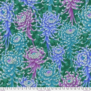 NEW! KAFFE FASSETT PHILIP JACOBS SPIDER MUMS PJ135 COOL FLORAL FABRIC 1/2 YD - Picture 1 of 2