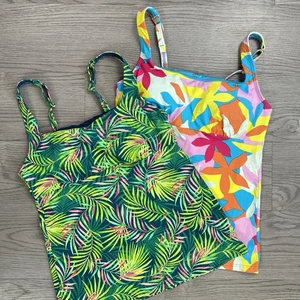 Lands End Retro Tropical Bunt Strand Tankini 2 Stück Set Größe 4 Ferienanlage - Bild 1 von 10