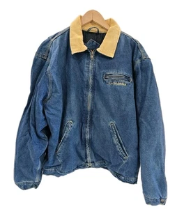 Vintage Trump Marina Hotel Casino blau Denim Jeansmantel Herren Größe Large warm - Bild 1 von 10