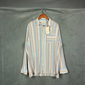 Scotch & Soda Crinkled Striped Button Up Shirt Mens Size XXL Fits XL Multicolor - Picture 1 of 19