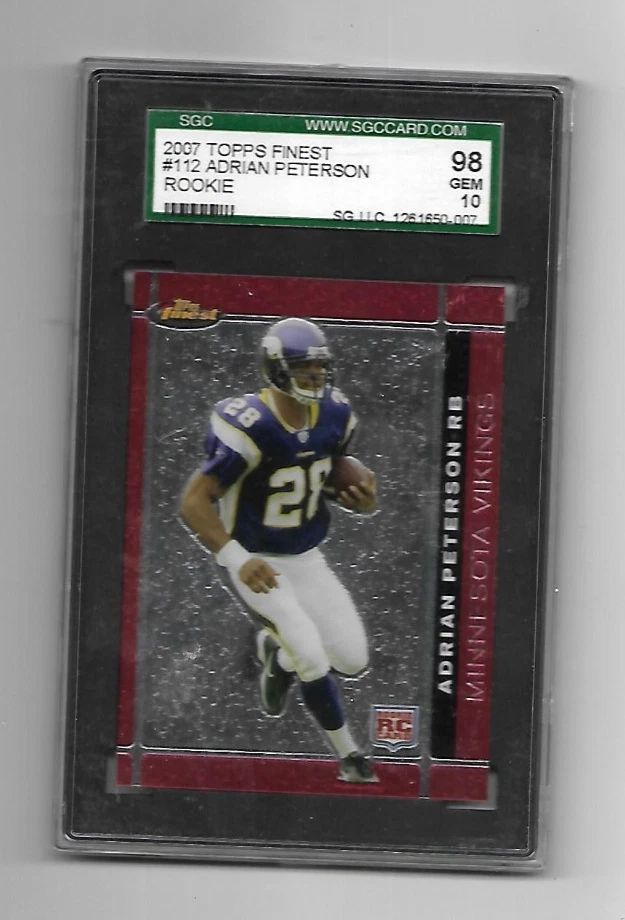 Adrian Peterson 2007 Topps Finest Rookie #112 Vikings SGC GEM 10 / 98 - Image 1 of 1