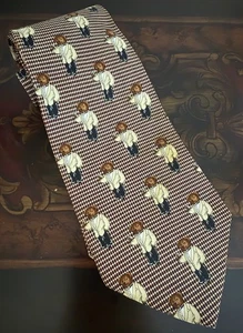 Vtg Polo Ralph Lauren Tie Martini Tuxedo Bear Handmade Brown Beige Houndstooth - Picture 1 of 11