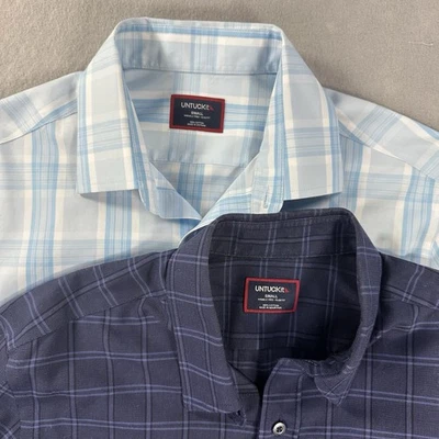 Untuckit Men’s Small Slim Fit Lot of 2 Long Sleeve Button Down Blue Combo - Image 1 of 4