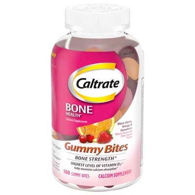 Gummy Bites 500 mg Calcium and Vitamin D Supplement, Black Cherry, Strawberry... - Image 1 of 4
