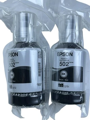 Epson 502 EcoTank Tinta Ultra Alta Capacidad Botella Negra Paquete Doble (T522120-S) Nuevo Foto 1 de 4