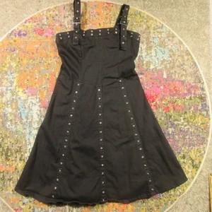 VTg Tripp NYC Dress Women's L Black Sleeveless Strap Grommet Punk Goth Biker EUC - Picture 1 of 8