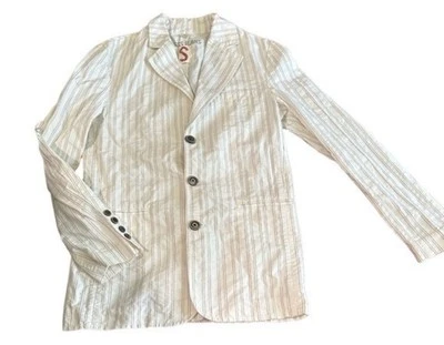 Blazer Guess Jeans - Mujer Talla Pequeña - Blanco con Rayas Tostadas Foto 1 de 3