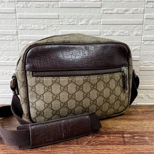 GUCCI GG Supreme PVC Leather Shoulder Bag Brown Authentic - Picture 1 of 24
