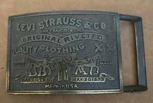 Levi Strauss Belt Buckle Levis Jeans Two Horse Brand Vintage Western Country - Picture 1 of 5