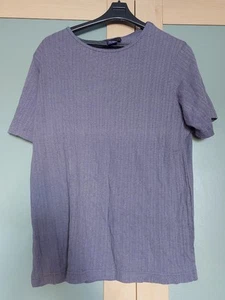 Ladies Large Blue Grey Ribbed T Shirt Approx Size 18/20 - Picture 1 of 1