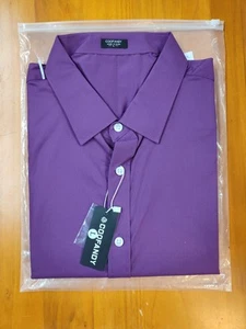 COOFANDY Mens Casual Button Down Large Purple Long Sleeve Muscle Fit Dress Shirt - Picture 1 of 4