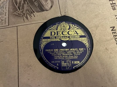 Charlie Kunz – Christmas Medley 78rpm 10" Record Shellac DECCA F.9239 RARE UK - Image 1 of 3