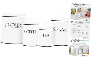 White Farmhouse Nesting Kitchen Canisters (Set of 4) | Kitchen 4PK White - Picture 1 of 7