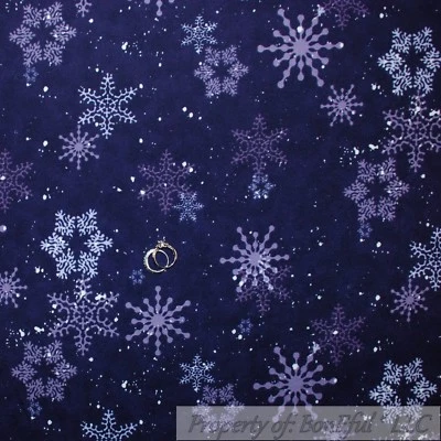 BonEful Fabric FQ Flannel Quilt VTG Purple Snowflake Sky Cloud Dot Winter Flower - Image 1 of 4