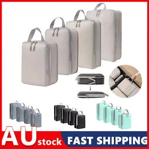 4PCS Compression Bags Luggage Travel Packing Cubes Organiser Suitcases Storage - Picture 1 of 14