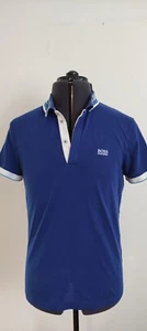 Hugo Boss Mens Casual Short Sleeve Polo Shirt Regular Fit Blue Cotton Size M - Picture 1 of 8