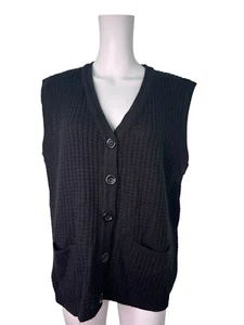 POPPY Cardigan Size 2XL 20 Womens Black Knit Tank Top Sleeveless NEW EU48 RRP£46 - Picture 1 of 13