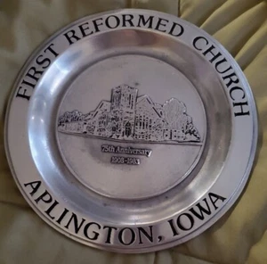 Aplington IA Molders & Allied Workers Union 8" Pewter Plate 1st Reformed Church  - Picture 1 of 11