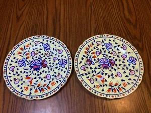 2 Antique Fischer & Mieg Royal Vienna Style Butter Yellow Moorish Floral Plates - Picture 1 of 7