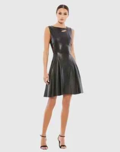 Short Fit & Flare Minidress for women and girl Handmade Genuine Leather Dress - Picture 1 of 4