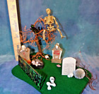 Vintage Dollhouse Doll House Spooky Victorian Graveyard w Skeleton, Tree MA48