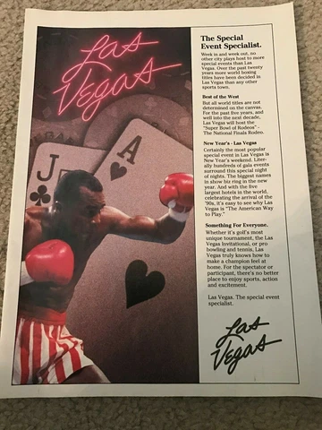 Vintage 1980s SUGAR RAY LEONARD LAS VEGAS TOURISM Poster Print Ad BOXING RARE Cover