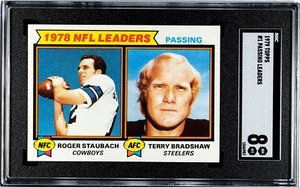 1979 Topps Passing Leaders #1 (Staubach, Bradshaw) SGC 8 - Picture 1 of 2