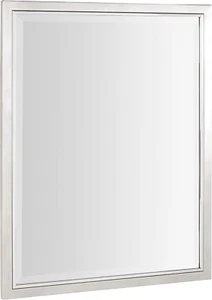 Brushed Nickel Bathroom Mirror with Chrome Liner, Beveled Decorative Mirror for - Picture 1 of 9